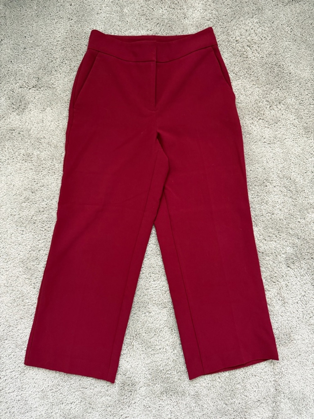 Ann Taylor Deep Red Wide-Leg Trousers